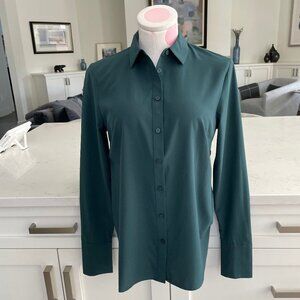 RW&CO. Button Down Long Sleeve Polyester Jersey Shirt Green Sz XS NWT